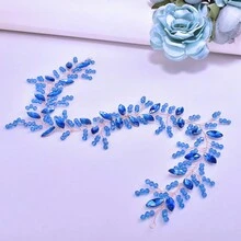 1 Băng đô xoắn thủ công mềm mại đính đá màu đỏ/xanh lá/xanh dương dành cho nữ, thích hợp cho đám cưới, tiệc tùng, biểu diễn trên sân khấu và phụ kiện chụp ảnh - Nhiều màu - Xem 6