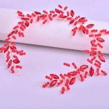 1 Băng đô xoắn thủ công mềm mại đính đá màu đỏ/xanh lá/xanh dương dành cho nữ, thích hợp cho đám cưới, tiệc tùng, biểu diễn trên sân khấu và phụ kiện chụp ảnh - Nhiều màu - Xem 15