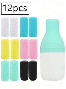 Paquete de 2/5/6/8/10/12/14/16 fundas a prueba de fugas para envases de viaje, tapas a prueba de fugas de silicona esenciales para cruceros y viajes, se adapta a la mayoría de los envases de artículos de aseo de tamaño de viaje, tapa de botella de silicona, adecuado para hombres y mujeres, accesorios de viaje para el equipaje