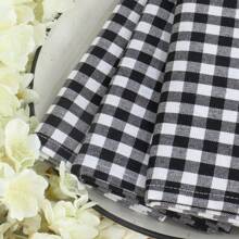 12pcs Mini Gingham Plaid Cloth Napkin Boho Cotton Table Napkin For Christmas Household Dining Table Decor Wedding Hotel 45x45cm - 黑色 - 查看 2