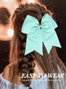 4 件大号啦啦队发饰 8 英寸罗缎丝带松紧带扎马尾辫固定器 适用于学校大学体育啦啦队啦啦队蝴蝶结 黑色 红色 粉色 白色 - 彩色 - 查看 6