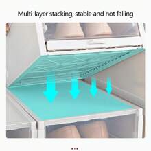 3Pcs Stackable Shoe Box Push Drawer Storage Organizer Shoe Box Clear Cover Gray
