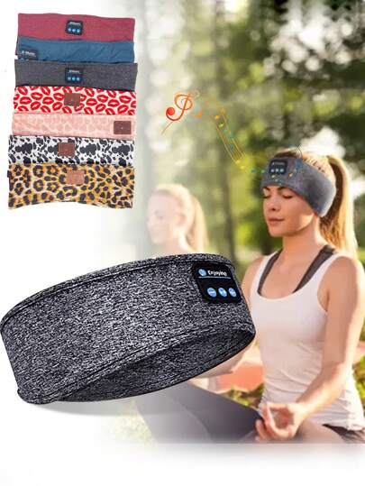 Leopard Sports Headband Sleeping Wireless Headphones True Wireless Earbuds With Microphone Over Ear Earphones For Yoga Workout Sleep Running Camping Computer Phones PC Christmas Gifts For Men Women