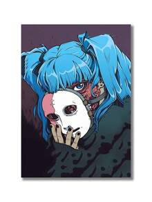 1 pieza, Pintura de impresión en lienzo, Diablo de dibujos animados de Halloween, Chica, Póster de juego de música, Artículo de decoración de la habitación, Póster de arte de pared sin marco, Decoración de fondo del sofá de la sala de estar, Decoración del vestíbulo del pasillo, Decoración del hogar, Decoración del dormitorio, Decoración del baño, Decoración de la habitación, Decoración de oficina, Decoración escolar, Regalo de arte, Embalaje de seguridad de tubo rígido de PVC - Multicolor - Ver 31
