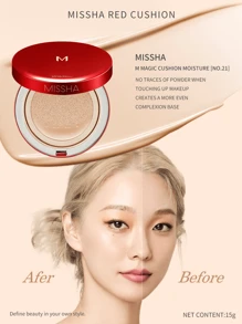 MISSHA Glamour Cushion LSF45 PA+++ | Moisture Fit Foundation, langanhaltend | Koreanisches Cushion Make-up für einen natürlichen Glow & pflegende Hautpflege