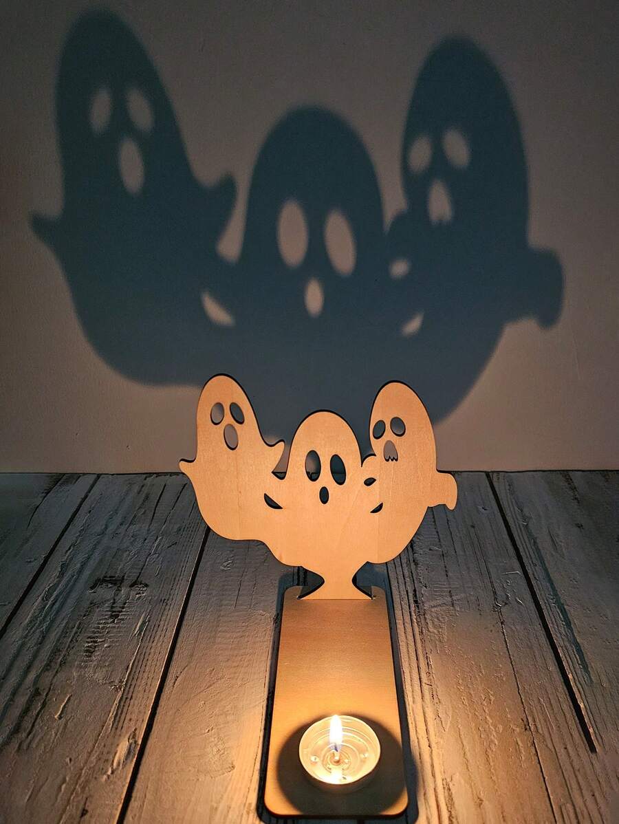 12pcs Tea Light Holder Set,Black Cat/Pumpkin/Ghost Shadow Caster ,Indoor Ation,Spooky ,Tealight Candle Best Gifts Birthday Home Decor Room Decor Christmas Decorations Christmas