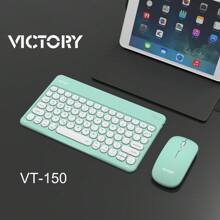 VT-150 Bluetooth Keyboard And Mouse Kit Ultra-Thin Elegant Design Compact Compatible Cell Phone Tablet PC Notebook Rechargeable - Mint Green - View 1