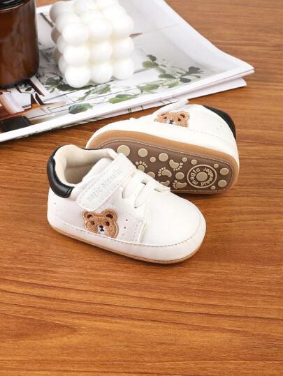 1 Pair Kids' Cartoon PU Hook And Loop Flat Non-Slip Casual Sports Shoes, Suitable For Spring And Autumn