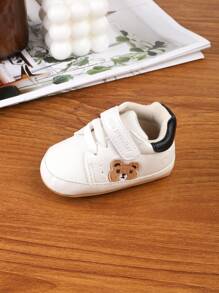 1双儿童卡通PU魔术贴平底防滑休闲运动鞋，适合春秋季穿着 - 黑色 - 查看 6