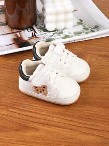 1双儿童卡通PU魔术贴平底防滑休闲运动鞋，适合春秋季穿着 - 黑色 - 查看 4