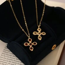 1pc Vampire Cross Necklace, Suitable For Halloween Wear - Multicolor - View 2