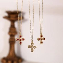 1pc Vampire Cross Necklace, Suitable For Halloween Wear - Multicolor - View 1