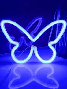 1 Stück Heim-Dekor LED Schmetterling Neon Licht, USB/Batterie Dual Stromversorgung mit 2 Haken, geeignet für Schlafzimmer Wanddekoration, Wohnzimmer Dekoration, Hintergrundwände Dekoration, Geburtstagsfeiern Dekoration, Abschlussfeiern Dekoration, Wachstums-Jahrestage Dekoration Schmetterling Neon Leuchtschild