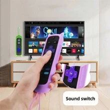 1pc Glow In The Dark Cute Cat's Ears Shaped Silicone Universal Remote Control Cover With Lanyard Suitable For TCL/Hisense/Sharp Roku TV Express 4K+ Remote - Protect Your Remote And Find It Easily In The Dark,Bag,Organizer,Storage - Multicolor - View 8