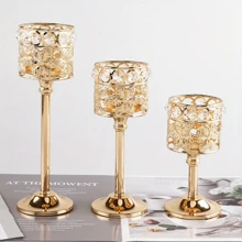 1 Pc, Crystal Carved Metal Crystal Candle Holder, European Style Crystal Candle Holder, Wedding Home Candlelight Dinner Decoration