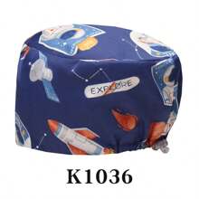 1 pieza Gorro médico con estampado de animales y plantas de dibujos animados, gorro de enfermera dental, gorro quirúrgico de clínica, unisex, para todas las estaciones
