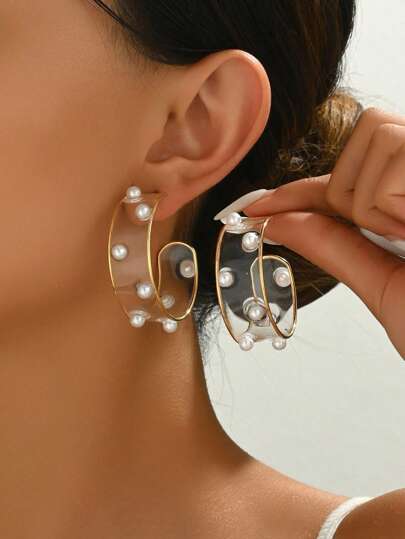 1 Pair Fashion Elegant Hoop Earrings, Suitable For Daily Wear, A Great Mother's Day Gift For Friends