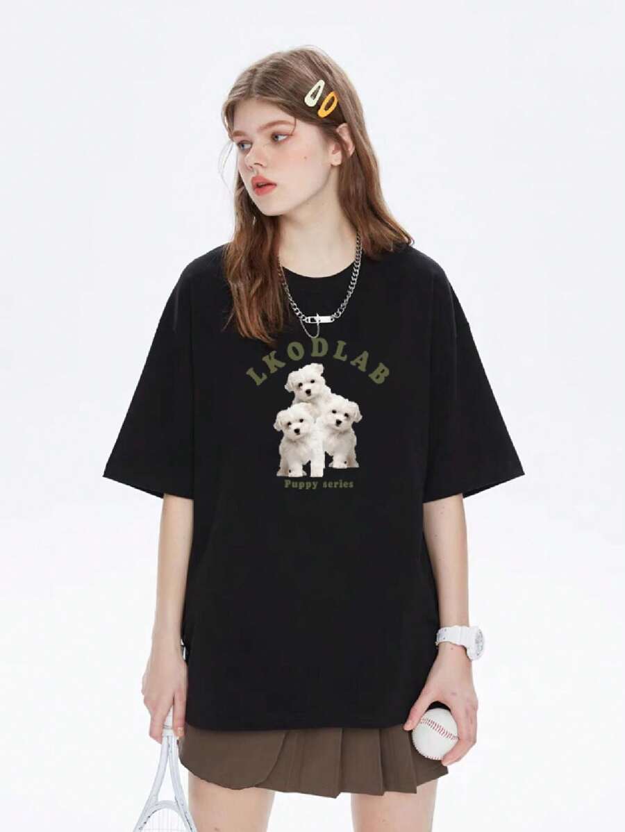 Oversized Women's Premium 100% Cotton Plus-Size T-Shirt - màu đen - Xem 1