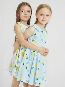 Annil Tween 女童圆领无袖连衣裙 夏季碎花 A 字裙 休闲公主裙