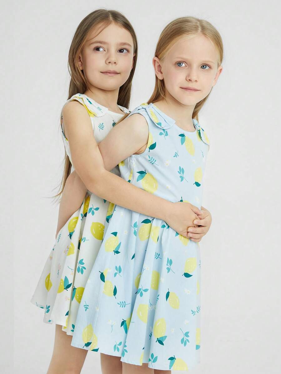 Annil Tween 女童圆领无袖连衣裙 夏季碎花 A 字裙 休闲公主裙