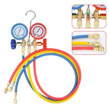 AC Diagnostic Manifold Freon Gauge Set Fits For R134A R12, R22, R502, With Couplers, Adapter For Car A/C System Automotive Air Conditioning Maintenance