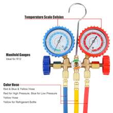 AC Diagnostic Manifold Freon Gauge Set Fits For R134A R12, R22, R502, With Couplers, Adapter For Car A/C System Automotive Air Conditioning Maintenance