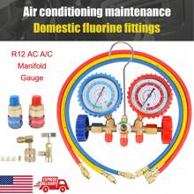 AC Diagnostic Manifold Freon Gauge Set Fits For R134A R12, R22, R502, With Couplers, Adapter For Car A/C System Automotive Air Conditioning Maintenance