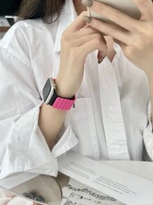 1 件男女时尚休闲磁性硅胶表带可调节防水腕带，适用于 表带 38/40/41/42/44/45/46/49 毫米，适用于 Series Ultra/SE/11/10/9/8/7/6/5/4/3/2/1，智能手表配件 - 多色(無手錶) - 查看 7