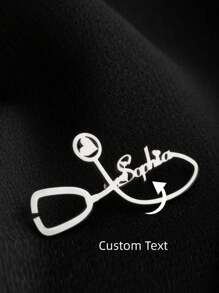 1 chiếc ghim cài áo cá nhân, ghim nhãn y tá bác sĩ tùy chỉnh, huy hiệu ID, sự lựa chọn lý tưởng để làm quà tặng - Bạc - Xem 3