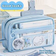 1pc New Transparent Pencil Case With Large Capacity, Washable, Simple And High Aesthetic Value Pencil Case, Creative And Multifunctional Middle School Student Pencil Case - #A-6 Layers - View 2
