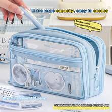 1pc New Transparent Pencil Case With Large Capacity, Washable, Simple And High Aesthetic Value Pencil Case, Creative And Multifunctional Middle School Student Pencil Case - #A-6 Layers - View 4