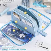 1pc New Transparent Pencil Case With Large Capacity, Washable, Simple And High Aesthetic Value Pencil Case, Creative And Multifunctional Middle School Student Pencil Case - #A-6 Layers - View 9