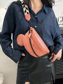 时尚潮流腰包/胸包，男女通用设计，适合所有季节 - 粉色 - 查看 4