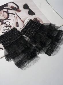 MAOMIA 1 Pair Of Elegant Lace Pleated Cuffs Nail Art Gloves, Nail Art Photography Props, Bridal False Sleeves With Delicate Trim Details - Multicolor - View 10