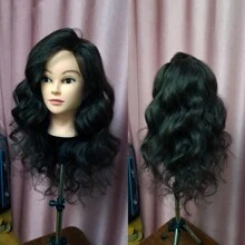 女模特训练头，60厘米长，85%真动物毛和15%合成头发造型头假人娃娃头，用于理发师发型专业美发美容娃娃头，用于发型编织剪发练习，带支架 - 彩色 - 查看 11