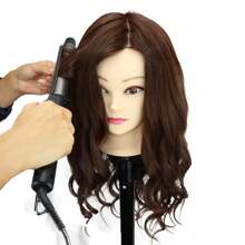 女模特训练头，60厘米长，85%真动物毛和15%合成头发造型头假人娃娃头，用于理发师发型专业美发美容娃娃头，用于发型编织剪发练习，带支架 - 彩色 - 查看 6