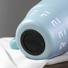 1 pieza Taza de café portátil de 16oz/480ml con asa y pajita, taza de café de doble capa aislada al vacío de acero inoxidable para uso en campamentos al aire libre, hogar y oficina