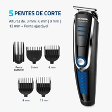 Aparador de Barba Barbeador Pelos Bigode e Cabelo Mondial BG-03 SuperGroom 10 em 1 Sem Fio 6000 RPM Bivolt - Preto - Visão 4