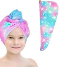 1pc Children Geometric Printed Quick Drying Microfiber Hair Wrap, Soft Absorbent Bath Towel Hat, Suitable For Long & Short Hair, Perfect Gift For Girls