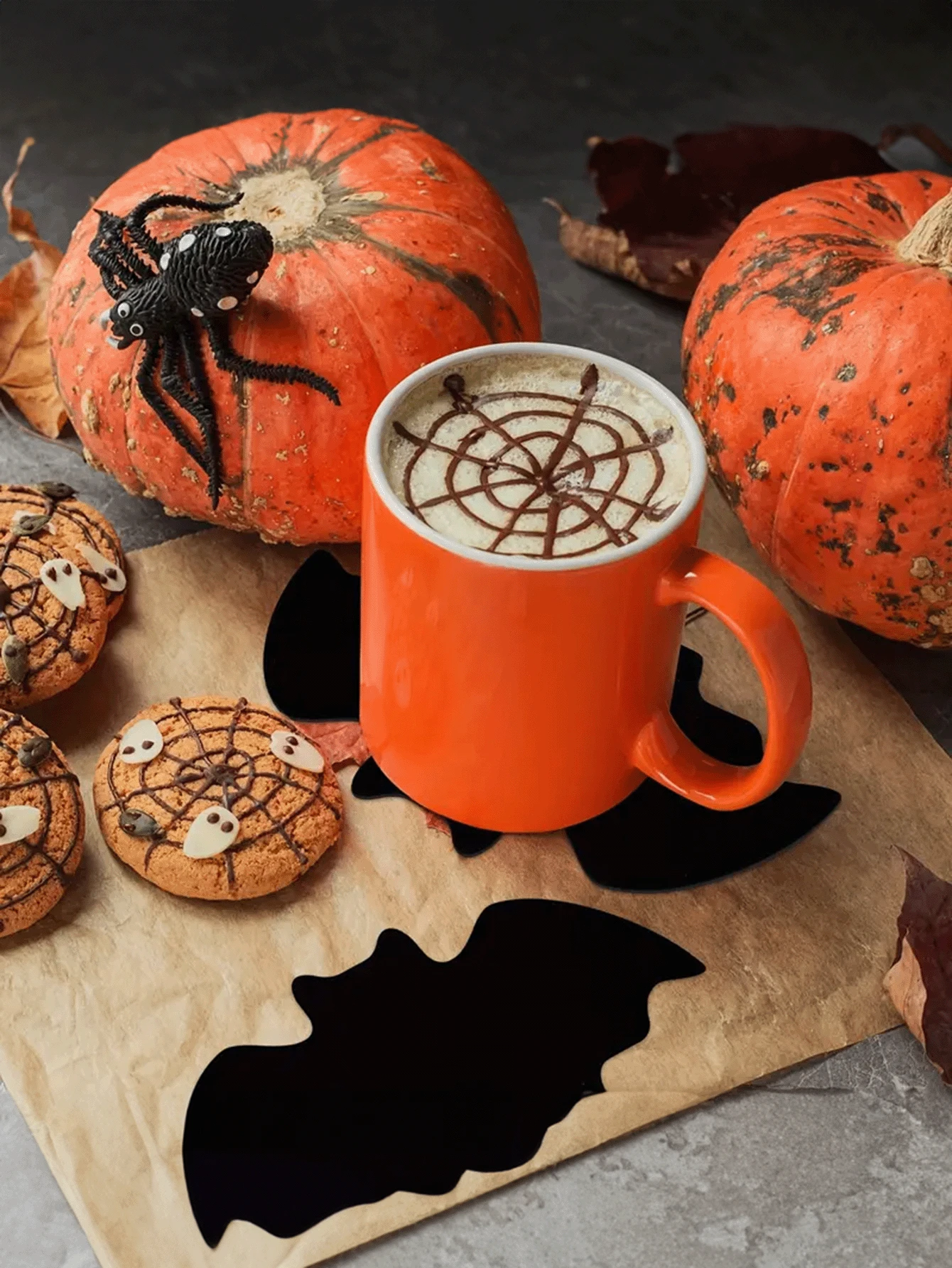 10pcs Halloween Bat Cup Coasters, Black Felt Drink Coasters, NonSlip