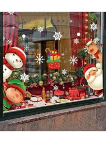 1set Christmas Decorations, Winter Glass Window Stickers, Christmas Window Sticker, Snowflake Christmas Decor, Holiday Window Decals, Winter Decorations, For Cafe & Retail Store Windows