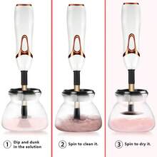 电动化妆刷清洁器和烘干机，自动硅胶化妆刷清洗机，粉底刷清洁剂 - 白色 - 查看 3