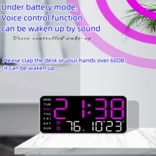 1 Đồng hồ điện tử không viền đa chức năng, đồng hồ kỹ thuật số đơn giản, đồng hồ treo tường phòng khách, dành cho trẻ mẫu giáo, học sinh, trang trí nhà cửa, trang trí phòng, chuyển đổi 12/24 giờ, thời gian, nhiệt độ, tuần, ngày, hiển thị cùng nhau - Nhiều màu - Xem 7