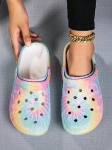 CIVHOM Women's Tie-Dye Pattern Clogs, Slip On Lightweight Two-Way Wear Garden Clogs, Non-Slip Summer Beach Slides