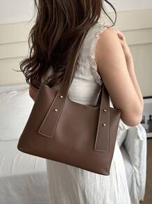 Stylish Design Sense Shoulder Bag, Underarm Bag With Large Capacity, Suitable For Women Commuting, Travel And Outdoor Use, Tote Bags For Ladies - Coffee Brown - View 4