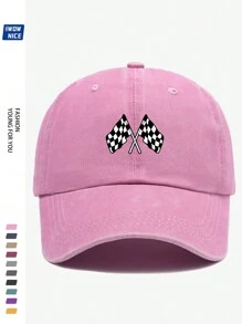 Classic Racing Checkered Flag Printed Baseball Cap - Black And White Checkered Flag Baseball Hat For Men And Women, Off-Road Car/Motorcycle Sports Cap, Ideal Gift For Friends And Family, Suitable For Casual, Entertainment, Holiday, Car/Motorcycle Racing Events Halloween