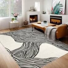 Modern Living Room Home Decor Aesthetics Kitchen Print Area Rug Non Slip Bordered Pet Friendly Indoor Carpet Non Shedding Easy To Clean Mat Throw Rug Low Pile Stain Resistant Floorcover Thin Soft Doormat For Laundry Bedroom Bathroom Bedside Dining Room - Đen và trắng - Xem 4