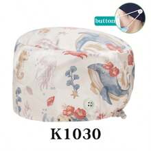 1 pieza Gorro quirúrgico con estampado de animal y planta de dibujos animados, gorro de enfermero pediátrico, gorro de lavado de clínica veterinaria, unisex - tipo K - Ver 19