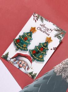 1 Pair Of European And American Christmas Jewelry Sweet Cartoon Design Bell Star Sequin Christmas Tree Acrylic Earrings Female Earrings