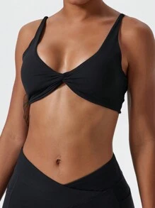 1 Stück super weiche Unterwäsche aus nude Stoff, atmungsaktiv und schweißabsorbierend, mit verdrehtem Brustdesign, Rückenträger, für Outdoor-Training, Lässig, Laufen, Fitness und Pilates, für Frauen